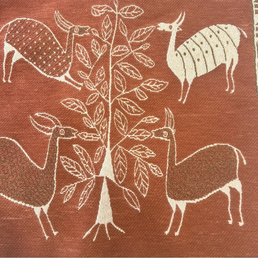 Animal llama print accent pillow covers no inserts terracotta 17”x18” set of 2
